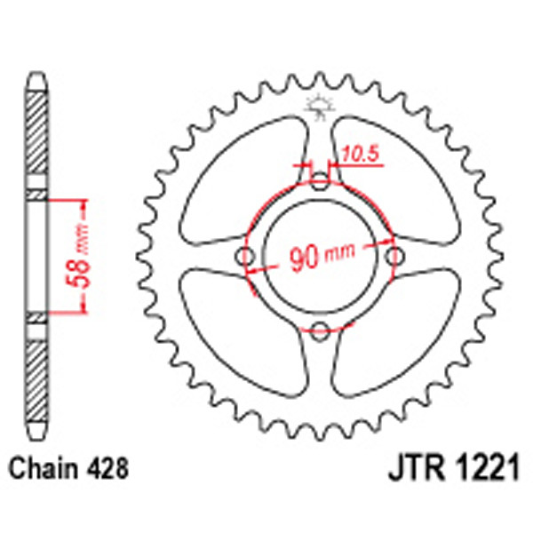 JT JT Rear Sprockets R/W 1221-44